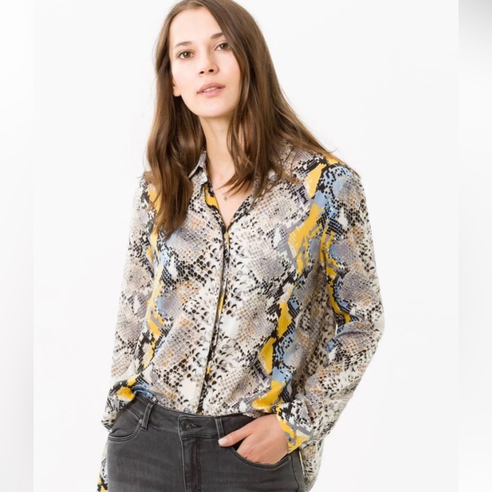 Brax Feel Good  snakeskin button up long sleeve shirt